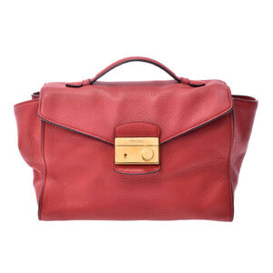 Prada red Vitello Daino leather convertible lock satchel